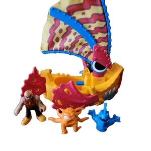 Fisher-Price Imaginext Sea Dragon Boat Viking Ship Set 2010 Figure Crab & Mask